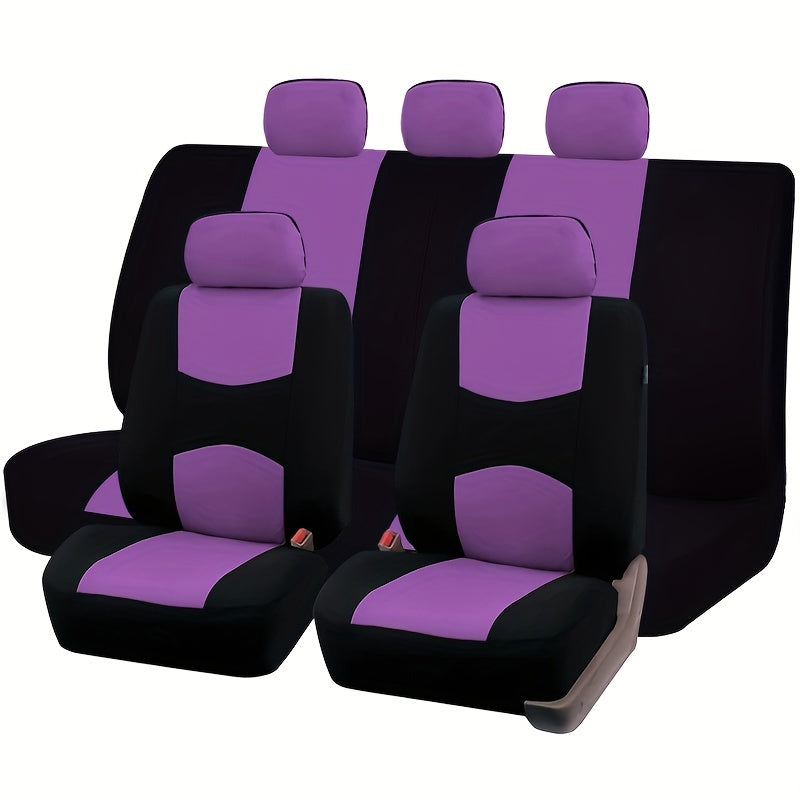 9pcs Pink Car Seat Covers Set For Women - Airbag Compatible, Soft Fabric, Comfortable Cushion, Easy Installation