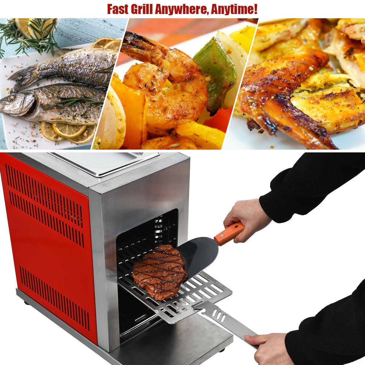 Propane Infrared Steak Grill BBQ  Steel Single Burner with Top Tray