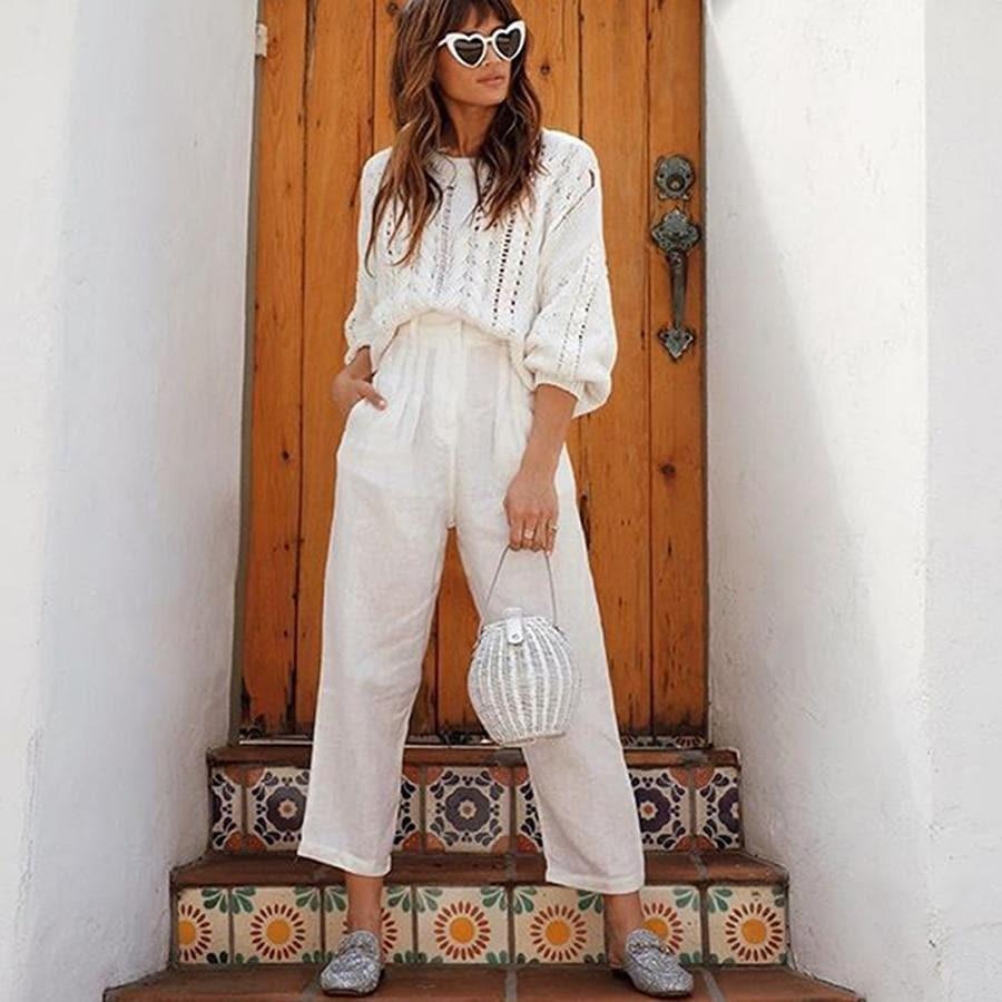 white loose knitted oversize sweater