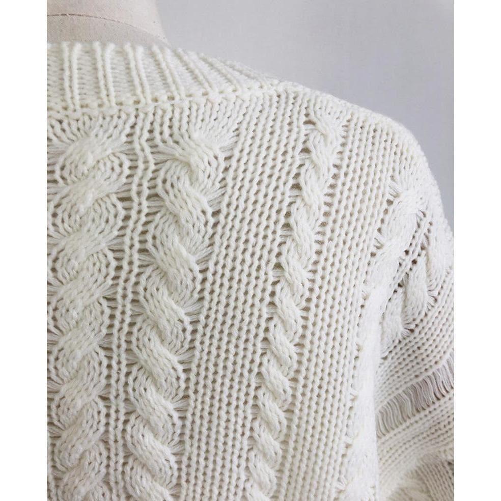 white loose knitted oversize sweater