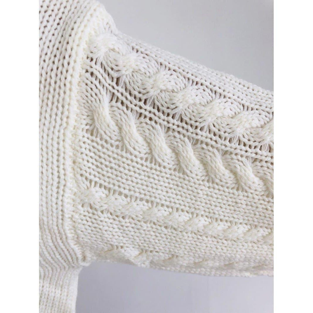 white loose knitted oversize sweater