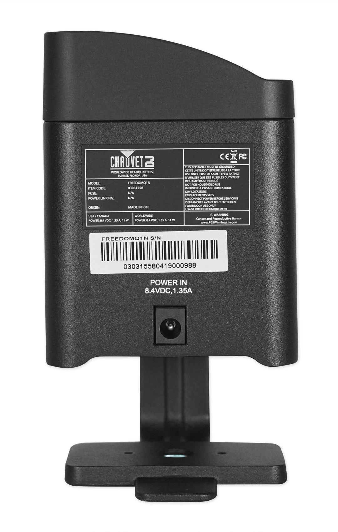 Chauvet Freedom Q1N 4) Pin Spot Wireless DMX Rechargeable Wash Lights+LED Fogger