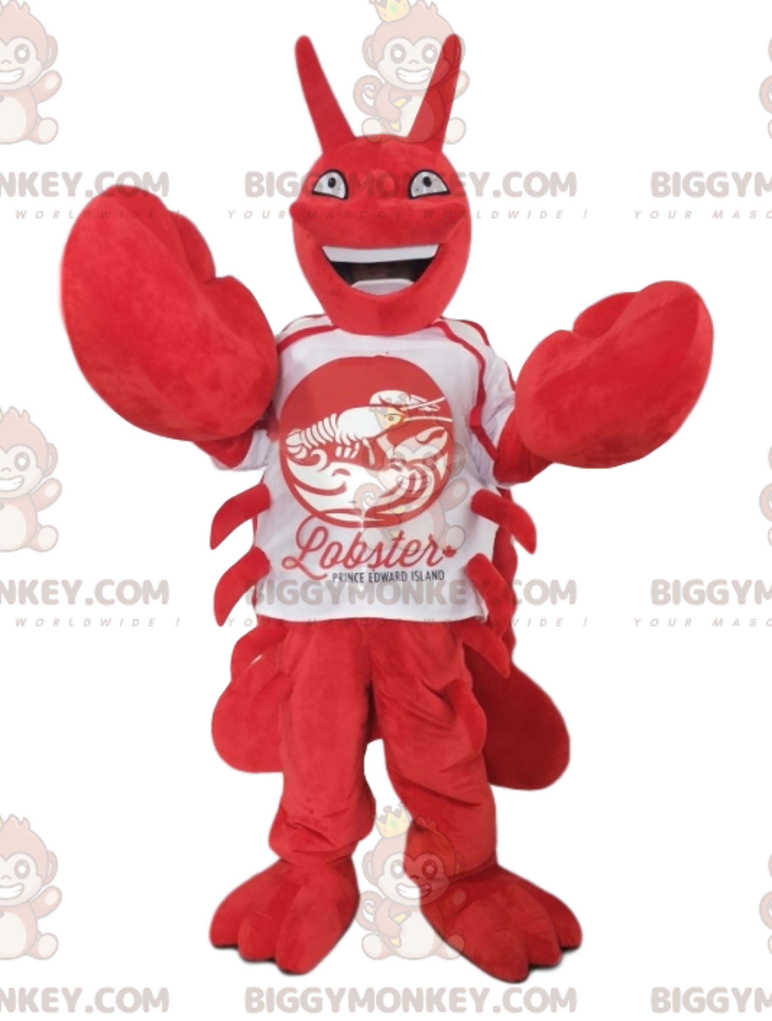 Hilarious Lobster BIGGYMONKEYMascot Costume With White Jersey