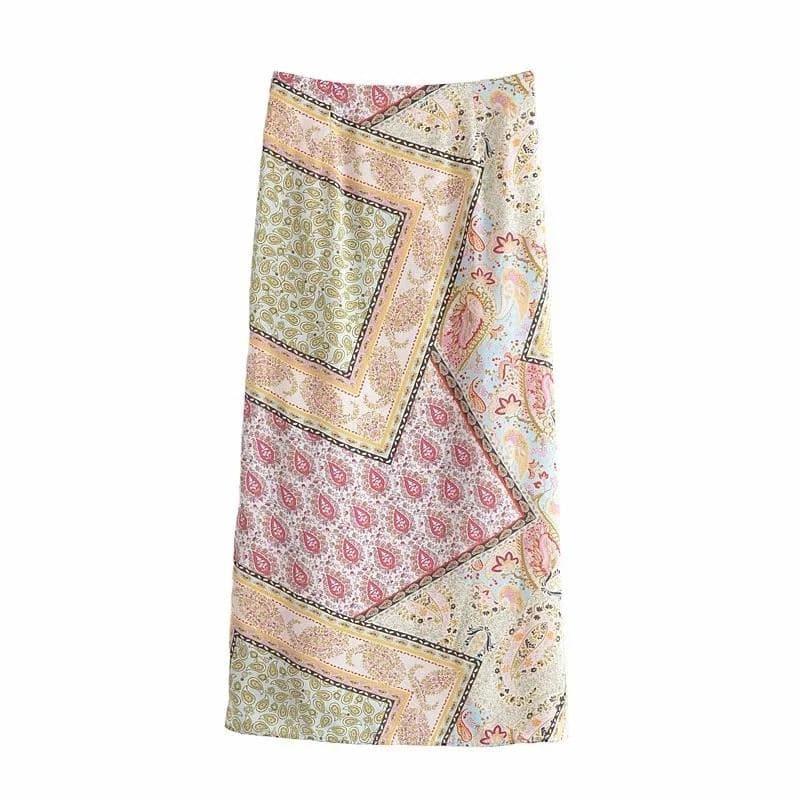 retro knit split summer wrap skirt