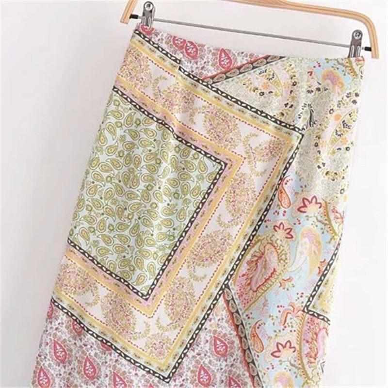 retro knit split summer wrap skirt