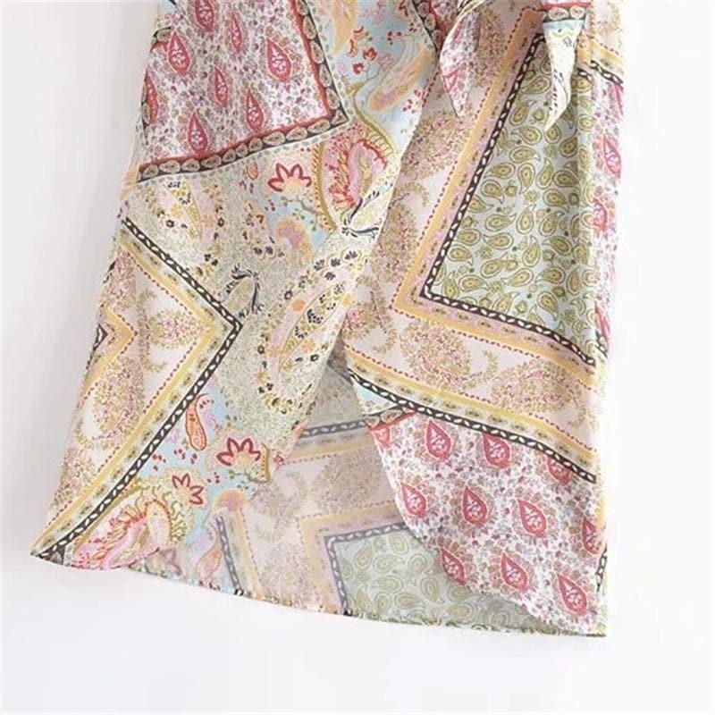 retro knit split summer wrap skirt