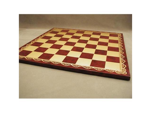 Ital Fama 203GR 18 in. Pressed Leather Chess Board - Burgundy and Gold
