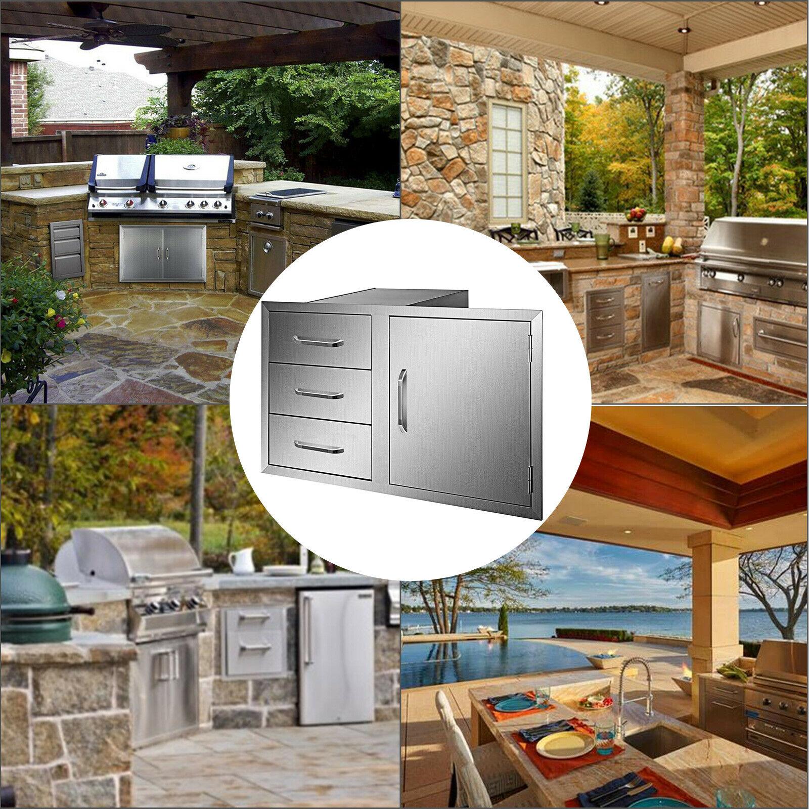 BBQ Door Triple Drawer Combo 38.1"W x 22.6"H Outdoor Kitchen BBQ Grill Storage