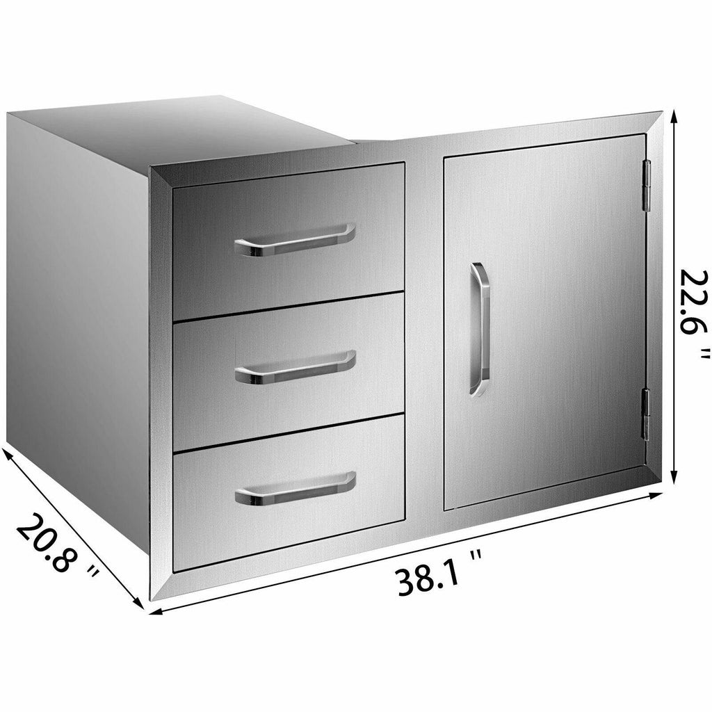 BBQ Door Triple Drawer Combo 38.1"W x 22.6"H Outdoor Kitchen BBQ Grill Storage