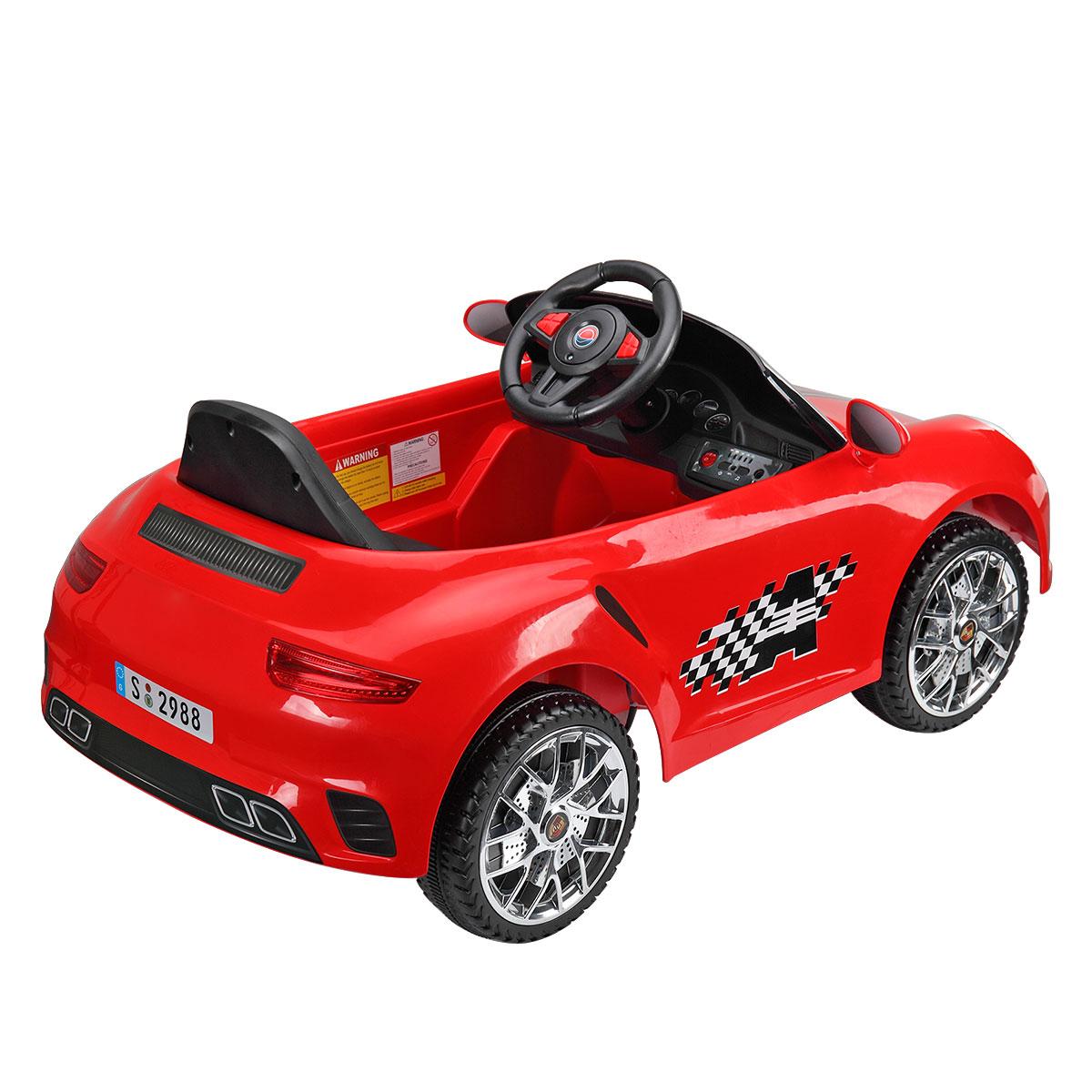 Veryke 6V Electric Sport Car for Kids Boys Girls, Gift Children Ride on Toy Car with Headlights, Remote Control, Music, Red