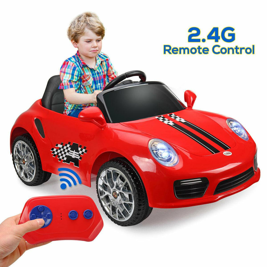 Veryke 6V Electric Sport Car for Kids Boys Girls, Gift Children Ride on Toy Car with Headlights, Remote Control, Music, Red
