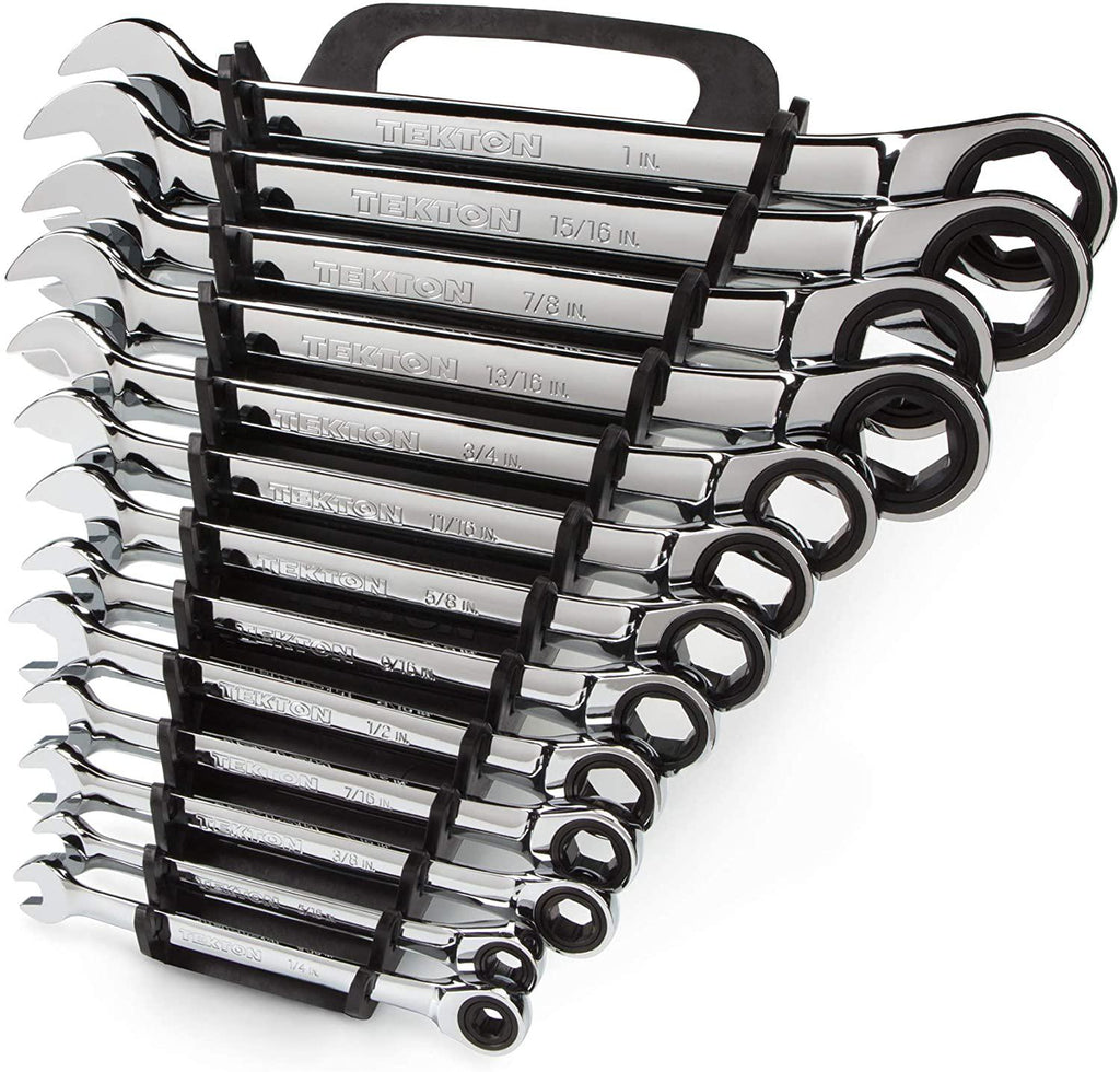TEKTON Ratcheting Combination Wrench Set, 13-Piece (1/4-1 in.) - Holder | WRN53071