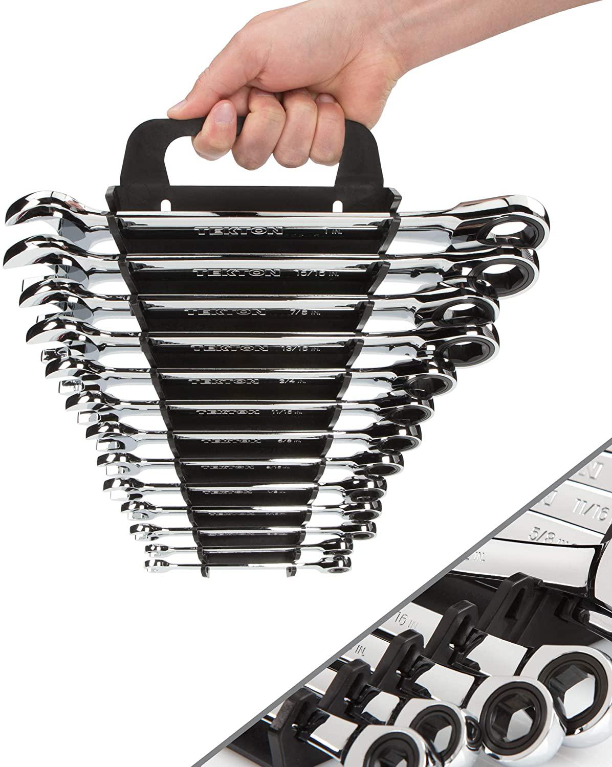 TEKTON Ratcheting Combination Wrench Set, 13-Piece (1/4-1 in.) - Holder | WRN53071