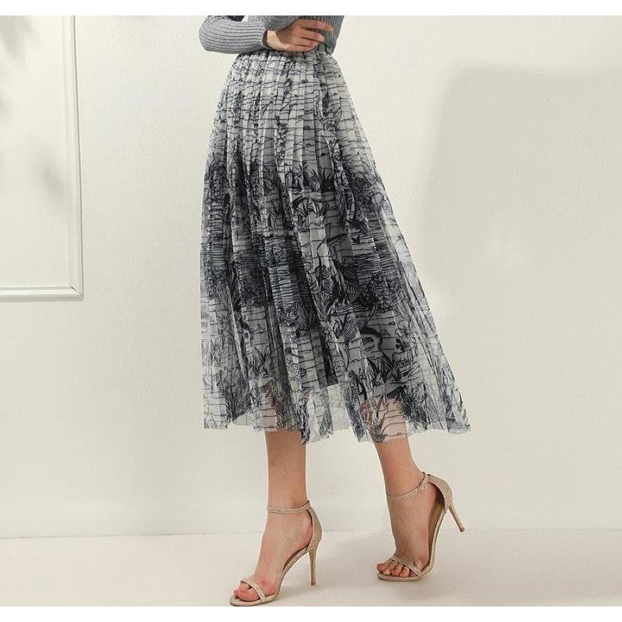 mesh printed skirt