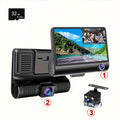 Three-record High-definition Night Vision  Driving Recorder Suction Cup Three-lens Car Front And Rear Simultaneous Video Tape Reversing Wide Angle