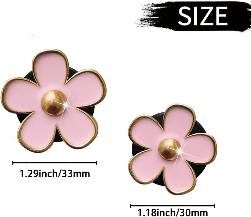 6 Pcs Daisy Air Vent Clips, Cute Flower Air Conditioning Outlet Clip Car Air Fresheners Vent Clips Car Interior Decor Charm Car Decoration Cute Car Accessories for Women Girls + Mask Hook(Pink)