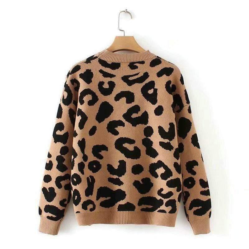 leopard knitted casual sweater