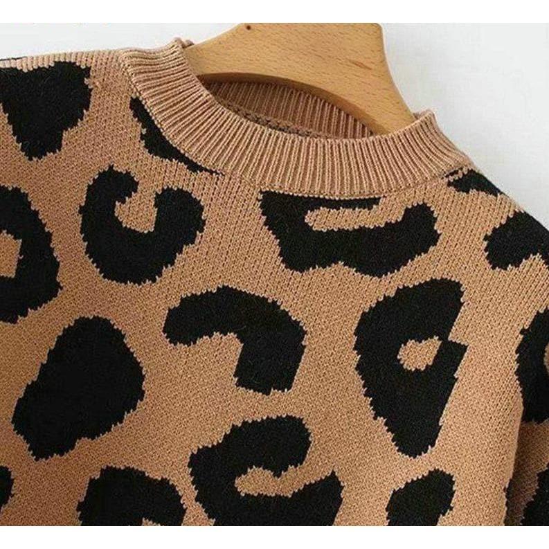 leopard knitted casual sweater