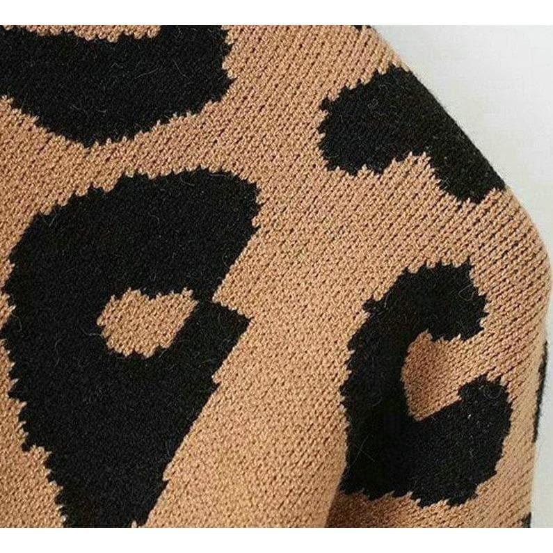 leopard knitted casual sweater