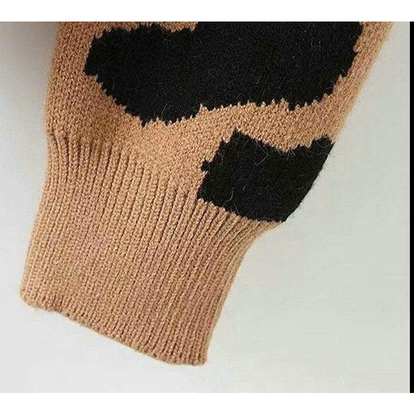 leopard knitted casual sweater