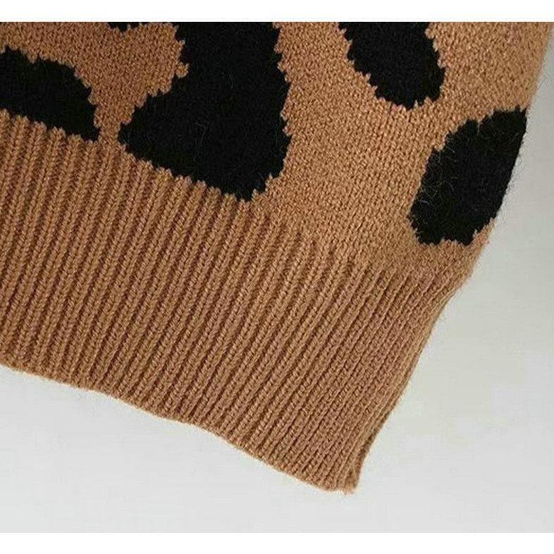 leopard knitted casual sweater