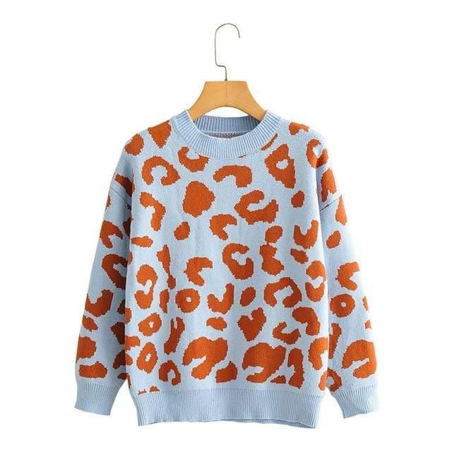 leopard knitted casual sweater