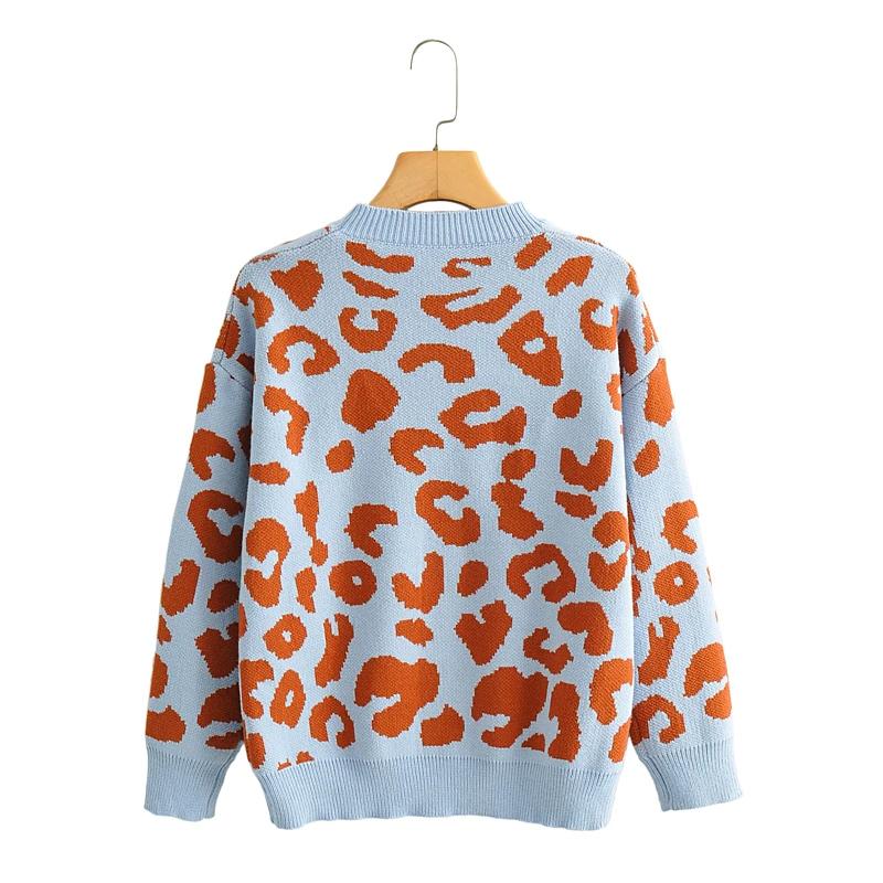 leopard knitted casual sweater