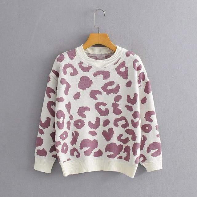 leopard knitted casual sweater