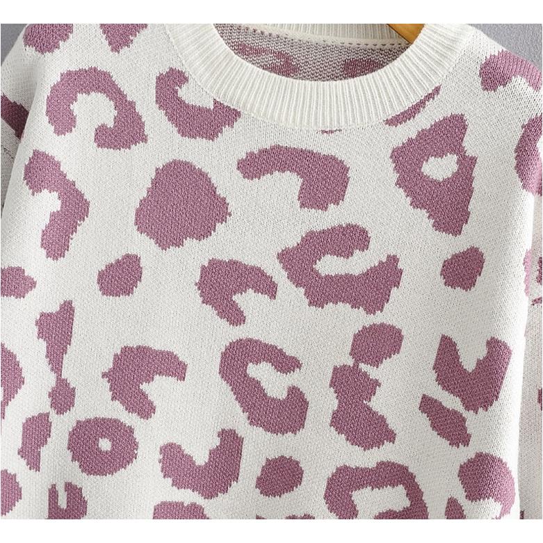 leopard knitted casual sweater