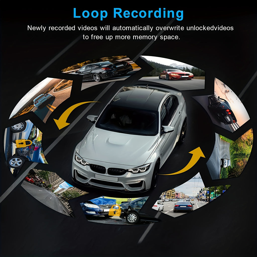 Dash Camera Front And Inside,3.16inchdash Cam 1080P, G Sensor HD Night Vision Loop Recording Wide Angle Car DVR (blue Photodiode Position Is Random)