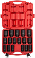 Sunex 4686, 3/4 Inch Drive Deep Impact Socket Set, 17-Piece, Metric, 26mm-44mm, Cr-Mo Alloy Steel, Radius Corner , Heavy Duty StoraCase
