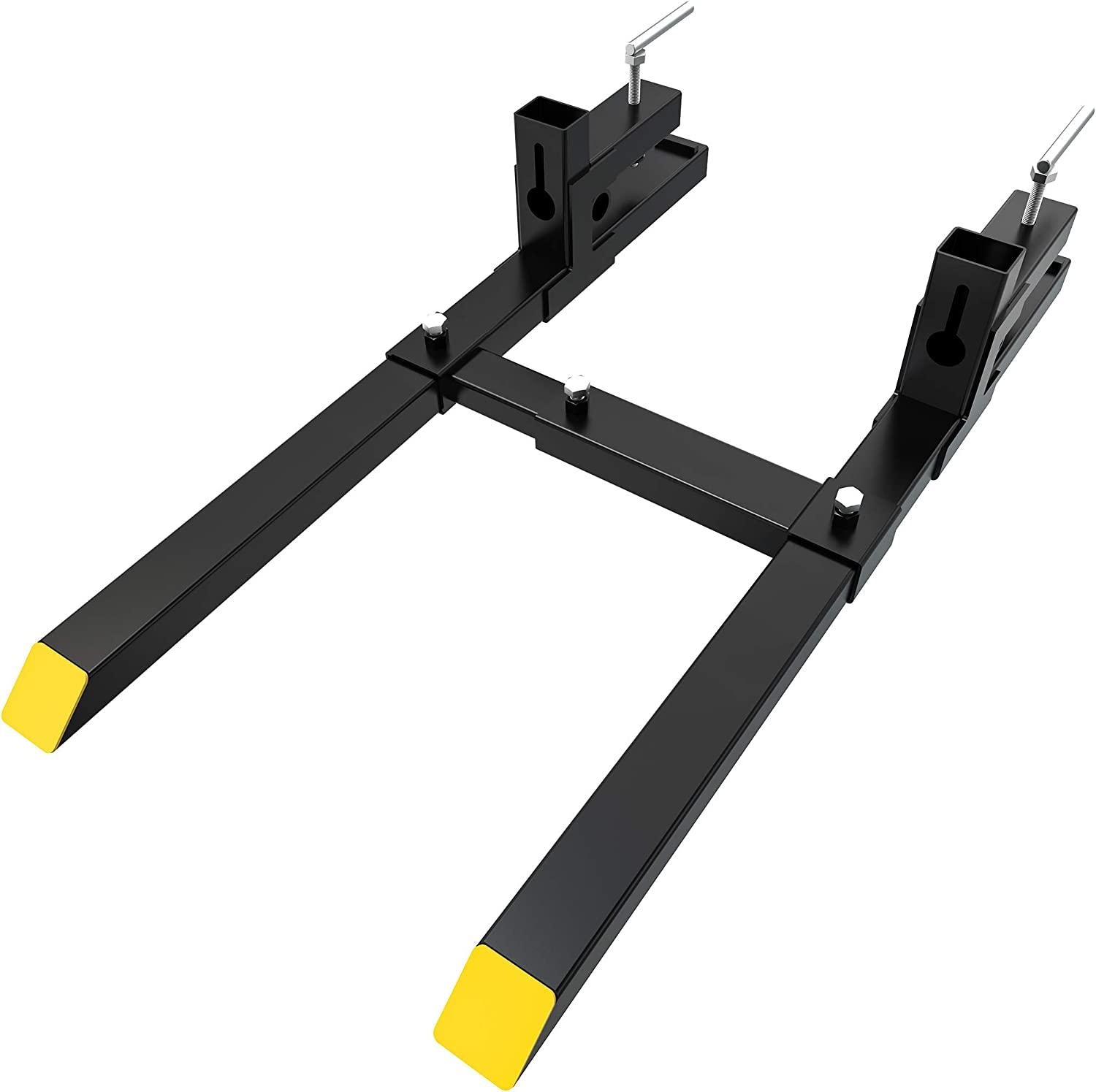 YITAMOTOR 60" Clamp on Pallet Forks 43" 1500LBS Light Duty Forks for Tractor Loader Bucket with Adjustable Stabilizer Bar