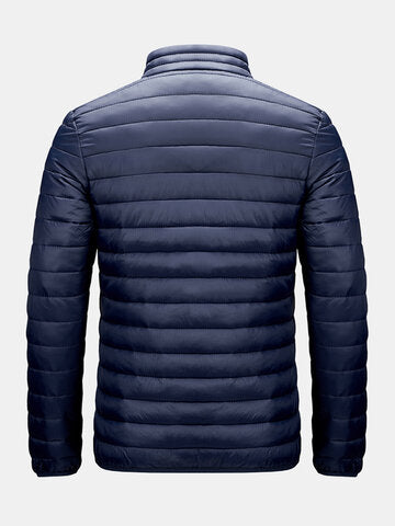 mens zip front quilted solid basic padded puffer jackets with pocket