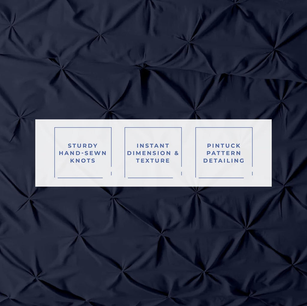 Kotton Culture Oversized King Pinch Duvet Cover 3 Piece 1000 Thread Count Egyptian Cotton Breathable All Season with Zipper &amp; Corner Ties Soft Comforter Cover (Oversized King - Navy Blue)