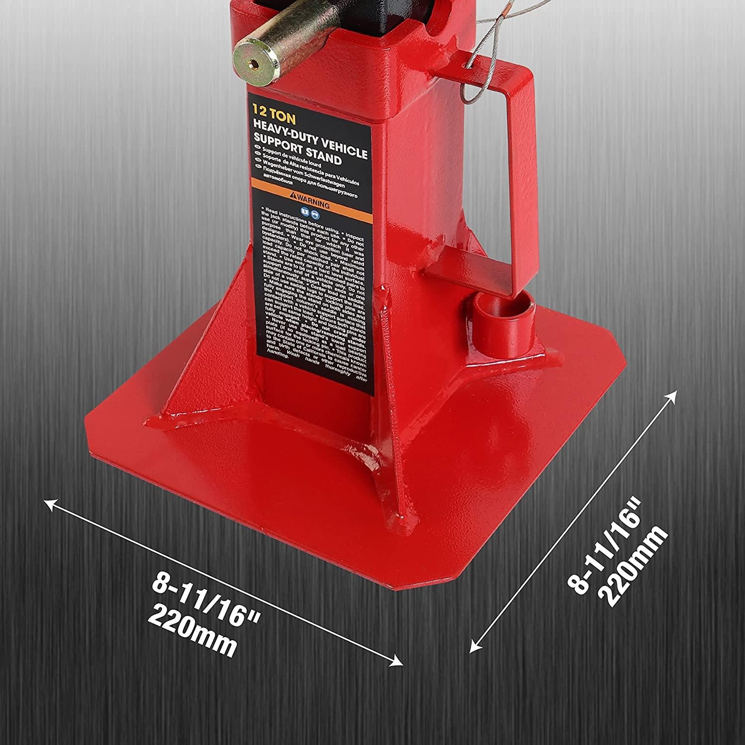 Torin ATZ120005B Heavy Duty Pin Style Adjustable Height Automotive Jack Stands, 12 Ton (26,400 lb) Capacity, Red, 1 Pair