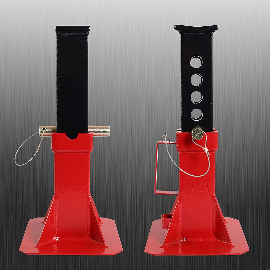 Torin ATZ120005B Heavy Duty Pin Style Adjustable Height Automotive Jack Stands, 12 Ton (26,400 lb) Capacity, Red, 1 Pair