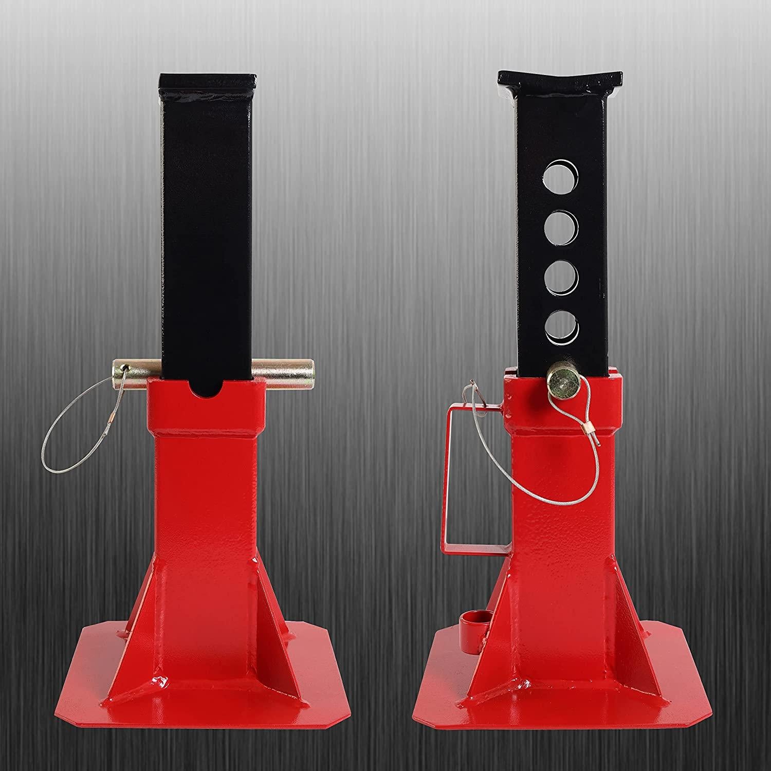Torin ATZ120005B Heavy Duty Pin Style Adjustable Height Automotive Jack Stands, 12 Ton (26,400 lb) Capacity, Red, 1 Pair