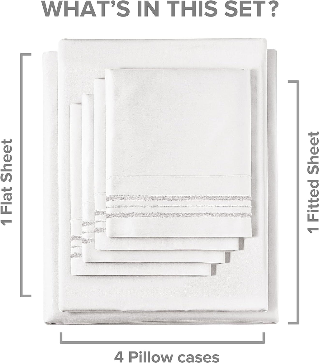 King 6 Piece Sheet Set - Breathable &amp; Cooling Bed Sheets - Hotel Luxury Bed Sheets for Women, Men, Kids &amp; Teens - Comfy Bedding w/ Deep Pockets &amp; Easy Fit - Soft &amp; Wrinkle - King White Sheets