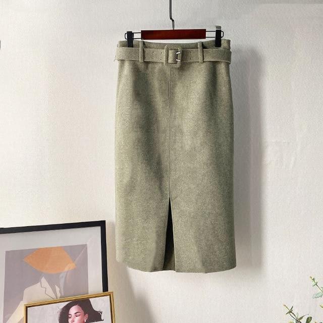 pencil skirt with elegant belt