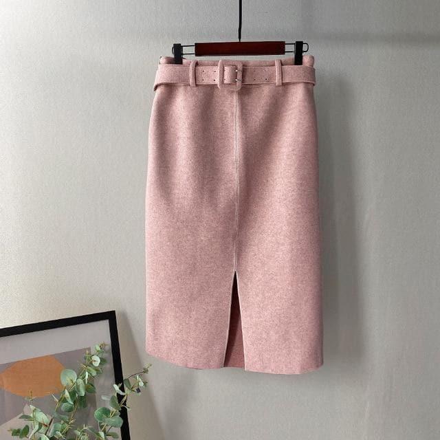 pencil skirt with elegant belt