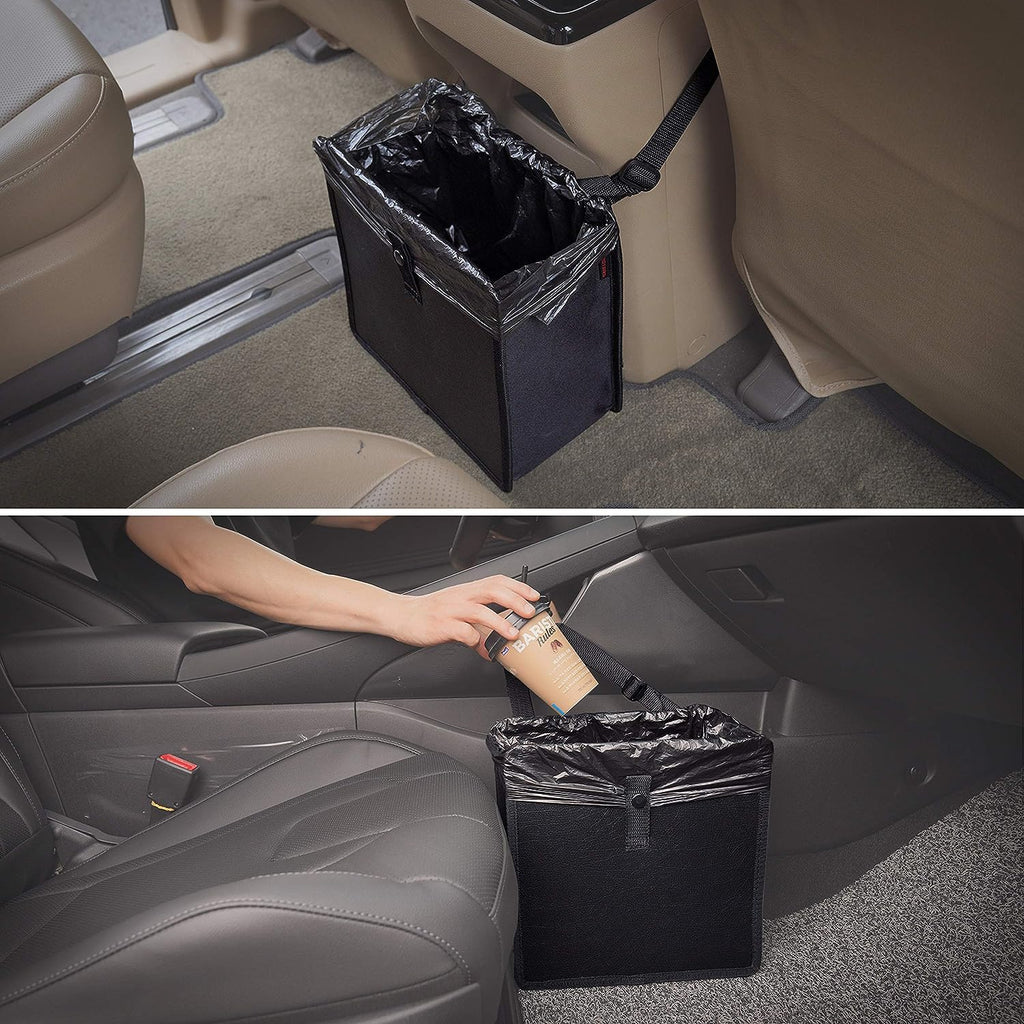 KMMOTORS Foldable Hanging Car Trash Can, Car Trash Bag, Car Trash bin, Vegan Leather and Oxford Clothes Car Organizer, Cute car Gadgets (Large, Diamond)