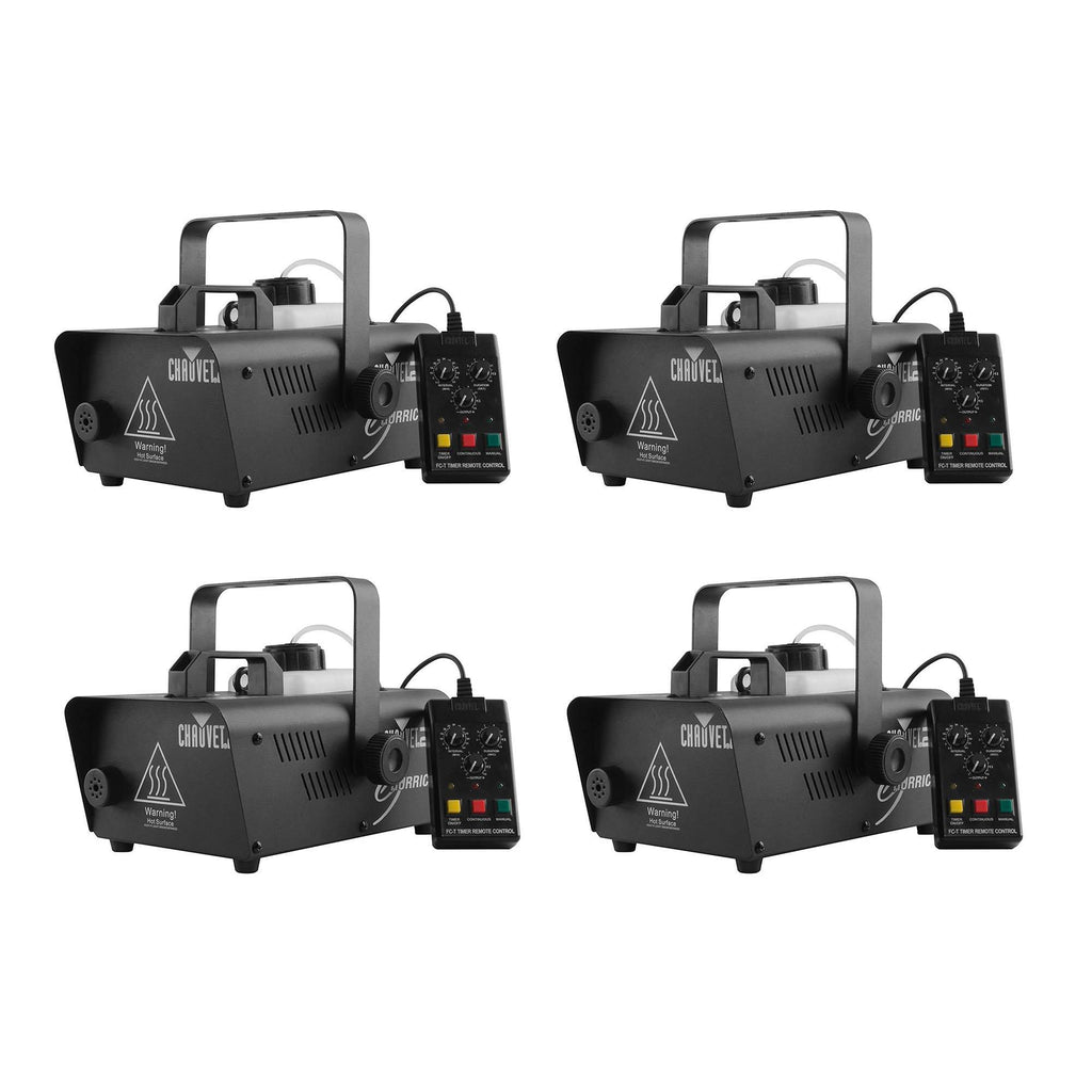 Chauvet DJ Hurricane 1200 1.0L Pro Fog/Smoke Machine with Wired Remote (4 Pack)