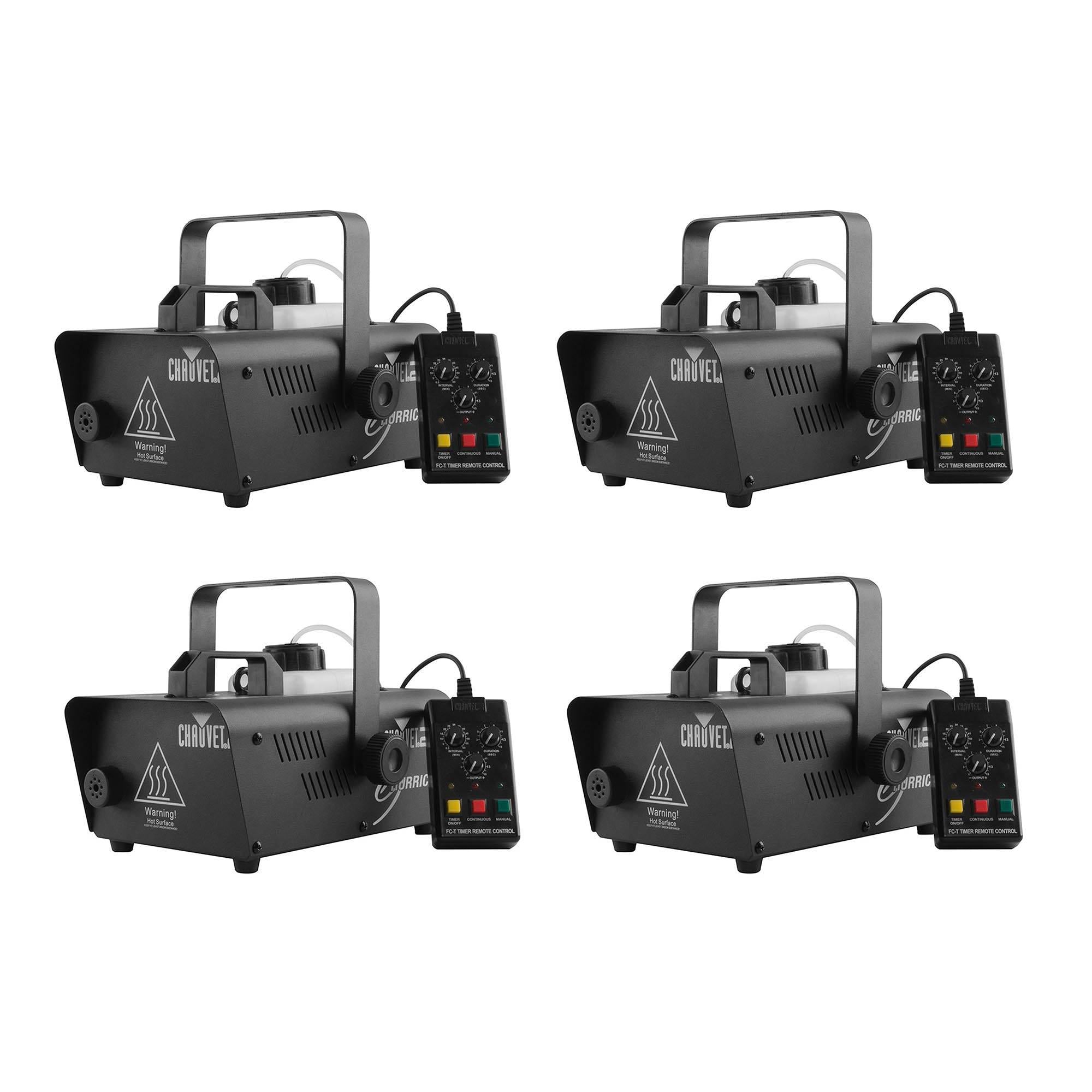 Chauvet DJ Hurricane 1200 1.0L Pro Fog/Smoke Machine with Wired Remote (4 Pack)
