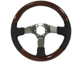 Volante Steering Wheels; S6 Sport Black Ash Finished Wood-Leather Grip with Solid  Center Spoke