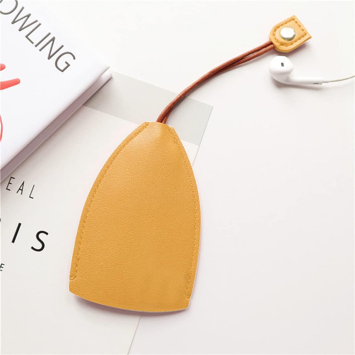 Car Key Case, 2PCS Creative Pull-Out Key Sleeve Keychain Bags, PU Leather Large-Capacity Protective Key Holder Hook (Yellow)