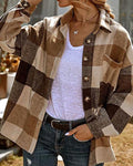 casual loose lapel shirt plaid coat