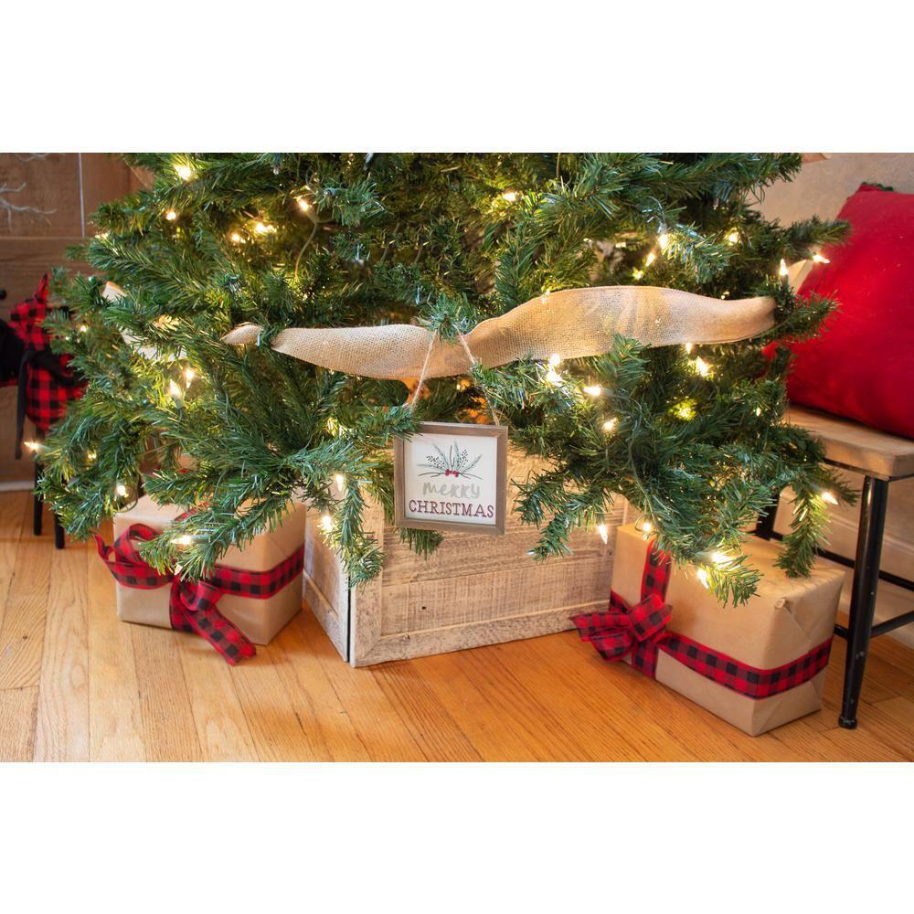 Farmhouse 27 in. W x 14.5 in. H, 37 in. Dia, White Wash Decorative Christmas Tree Box Collar