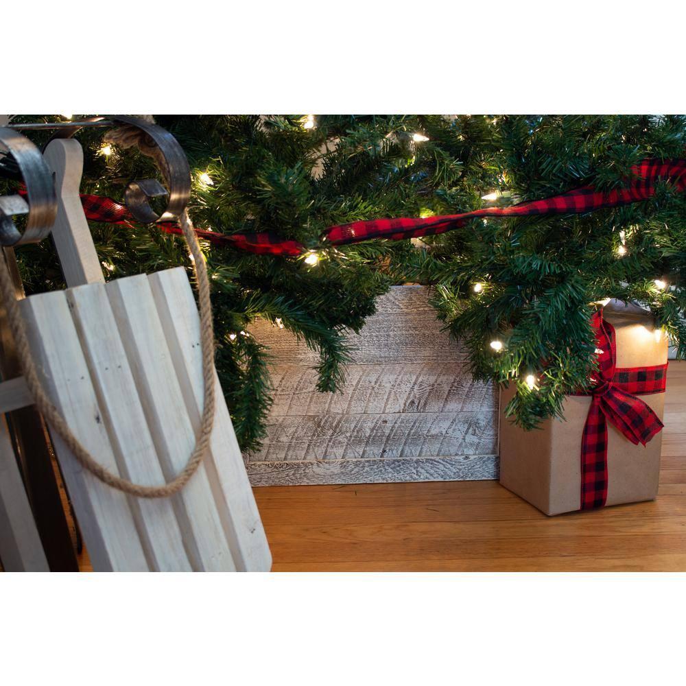 Farmhouse 27 in. W x 14.5 in. H, 37 in. Dia, White Wash Decorative Christmas Tree Box Collar
