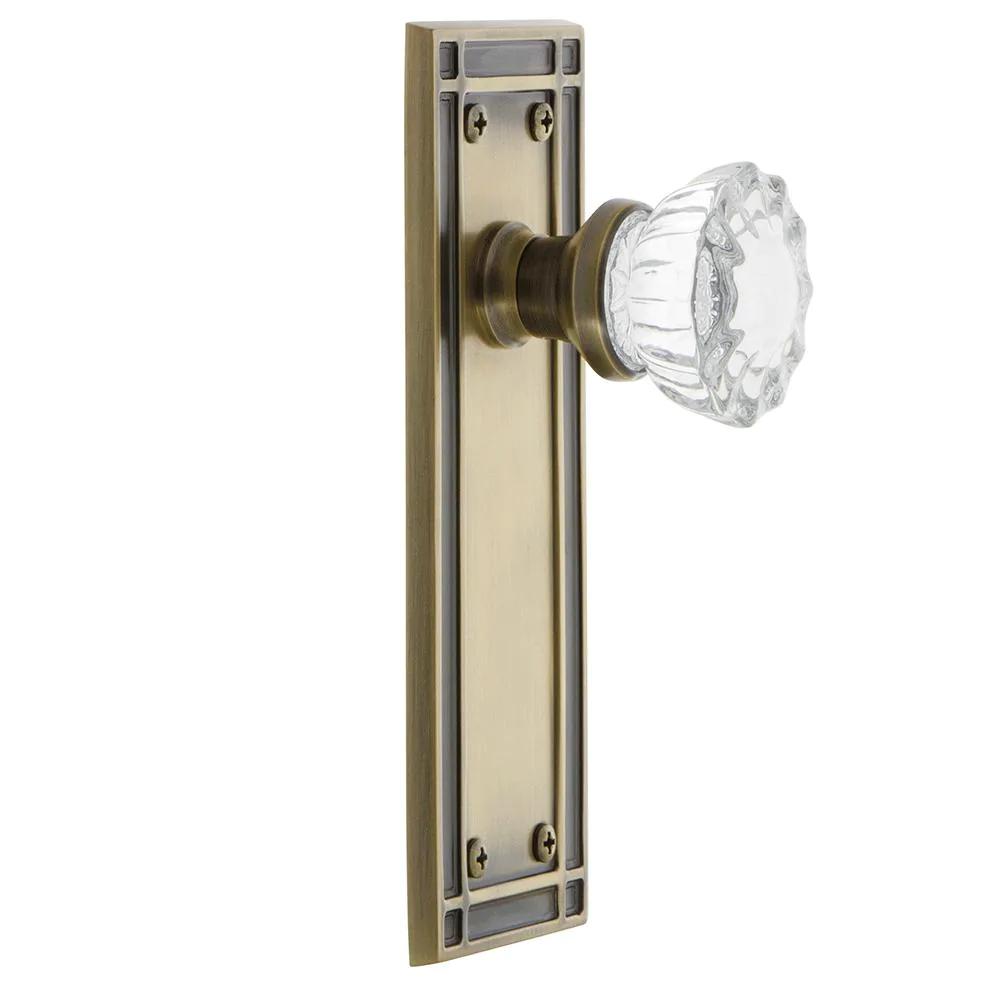 Mission Plate 2-3/8 in. Backset Antique Brass PassaHall/Closet Crystal Glass Door Knob