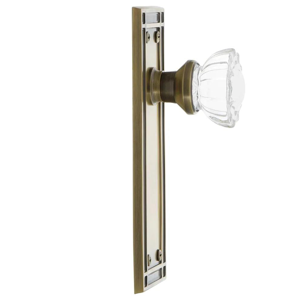 Mission Plate 2-3/8 in. Backset Antique Brass PassaHall/Closet Crystal Glass Door Knob